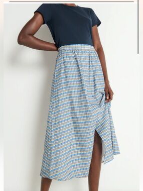 87. Nation Los Angeles $198 Tatiana Skirt - Coastal Plaid